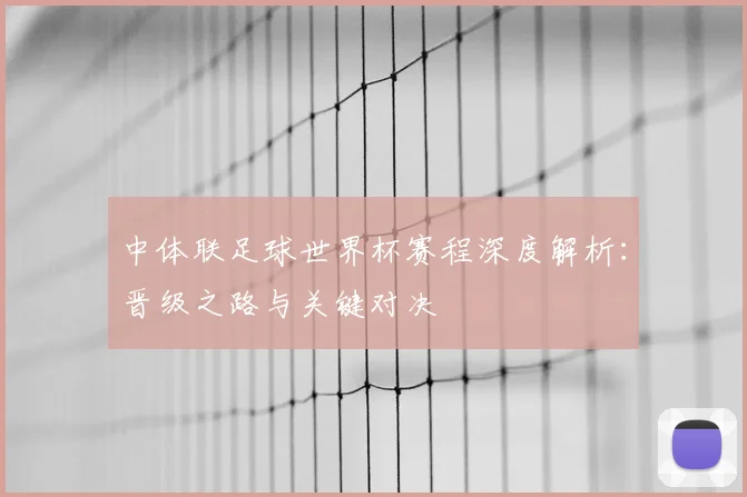中体联足球世界杯赛程深度解析：晋级之路与关键对决